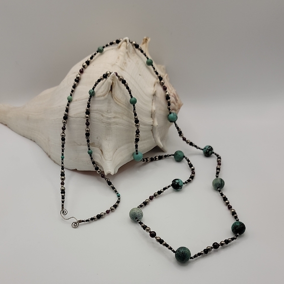 Handcrafted Turquoise and Sterling Silver Beads Artisan Necklace